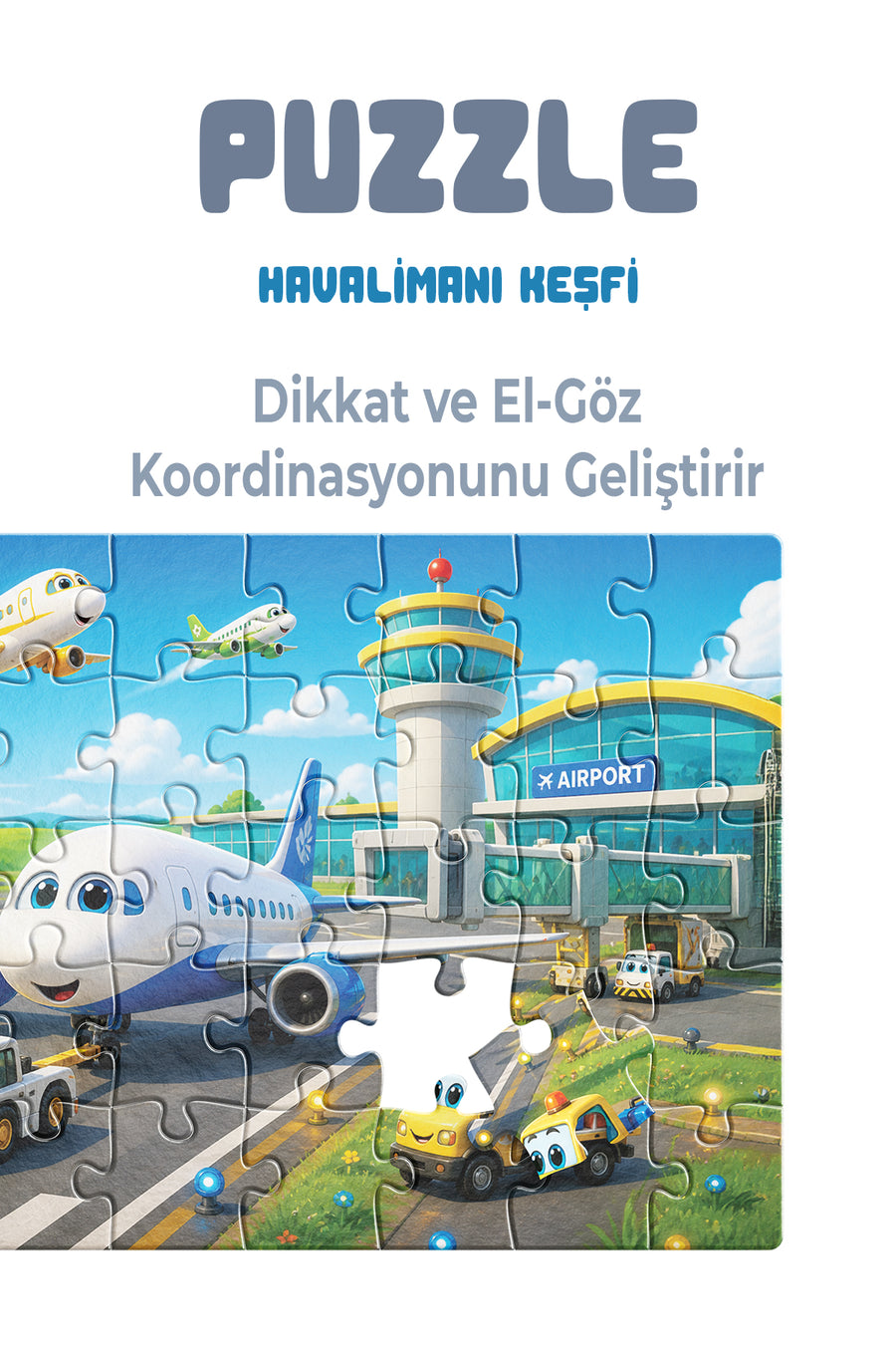 Havalimanı Keşfi Çocuk Puzzle 40 Parça – 23 x 15 cm Eğitici Yapboz