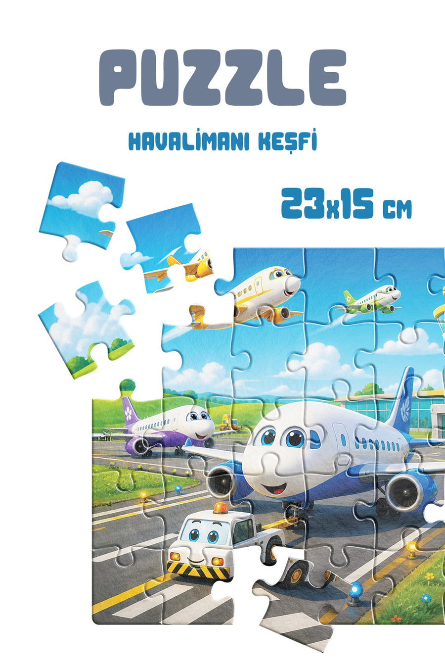 Havalimanı Keşfi Çocuk Puzzle 40 Parça – 23 x 15 cm Eğitici Yapboz