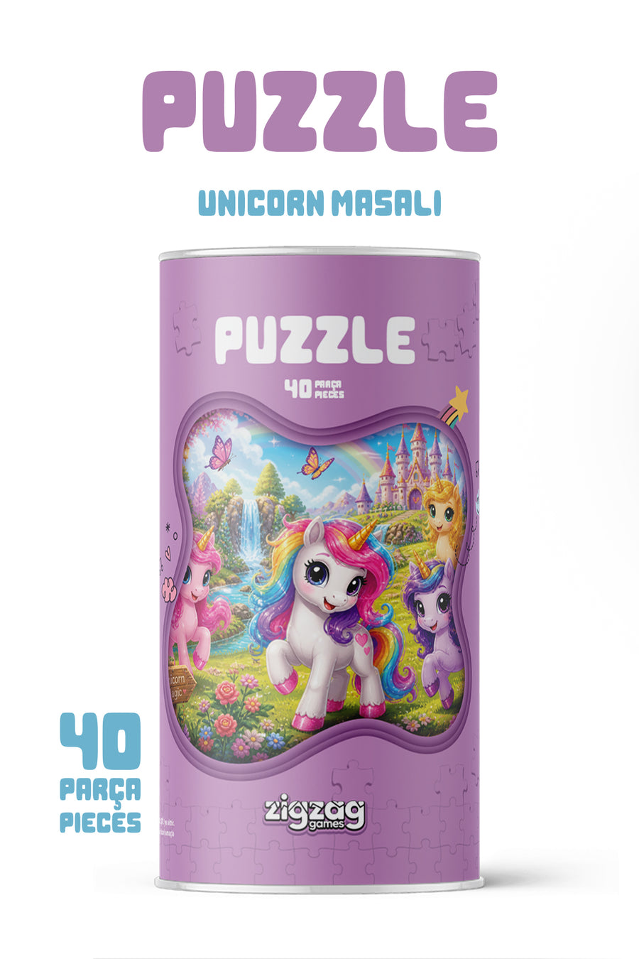 Unicorn Masalı 40 Parça Çocuk Puzzle – Unicorn Temalı Eğitici Yapboz 23 x 15 cm