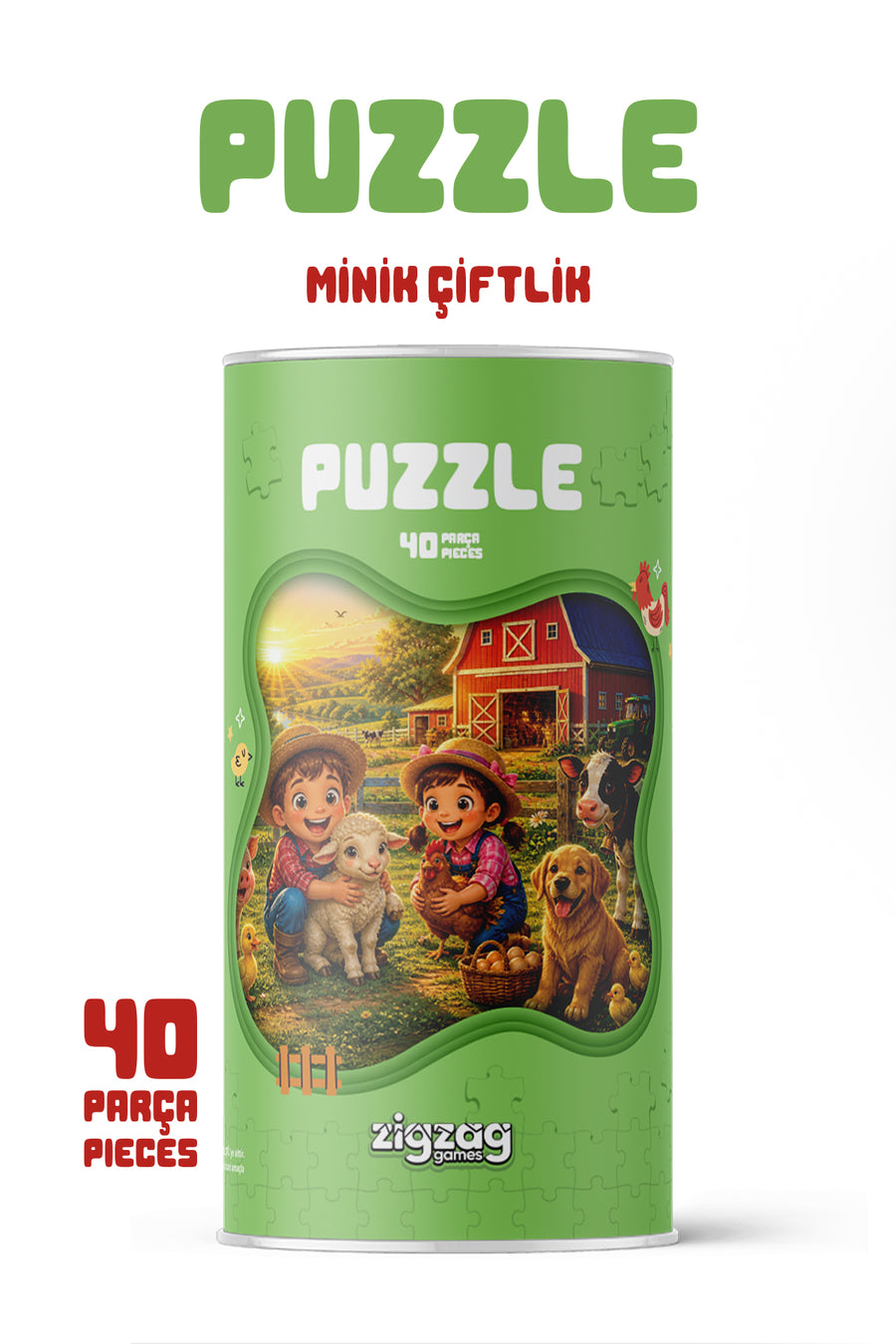 Minik Çiftlik 40 Parça Çocuk Puzzle – Çiftlik Hayvanları Temalı Eğitici Yapboz 23 x 15 cm