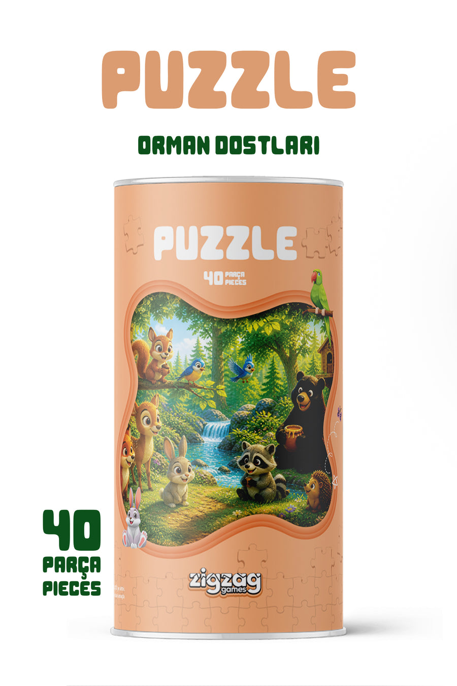 Orman Dostları 40 Parça Çocuk Puzzle – Orman Hayvanları Temalı Eğitici Yapboz 23 x 15 cm