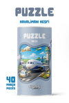 Havalimanı Keşfi Çocuk Puzzle 40 Parça – 23 x 15 cm Eğitici Yapboz
