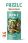 Sevimli Kediler 40 Parça Çocuk Puzzle – Kedi Temalı Eğitici Yapboz 23 x 15 cm