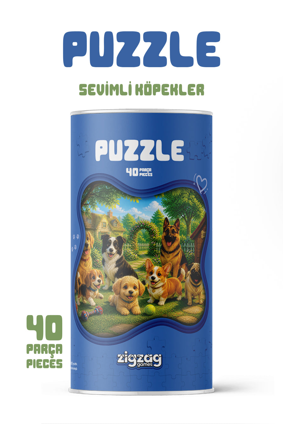 Sevimli Köpekler 40 Parça Çocuk Puzzle – Köpek Temalı Eğitici Yapboz 23 x 15 cm