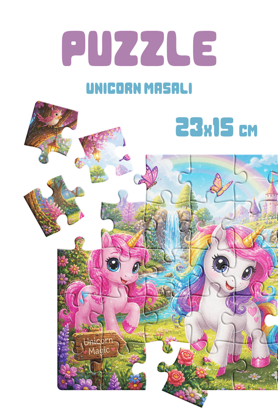 Unicorn Masalı 40 Parça Çocuk Puzzle – Unicorn Temalı Eğitici Yapboz 23 x 15 cm