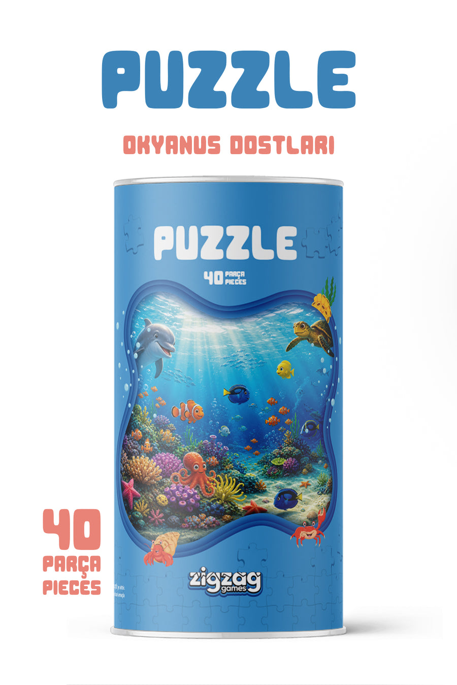 Okyanus Dostları 40 Parça Çocuk Puzzle – Deniz Canlıları Temalı Eğitici Yapboz 23 x 15 cm