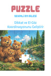 Sevimli Ayı Ailesi 40 Parça Çocuk Puzzle – Ayı ve Doğa Temalı Eğitici Yapboz 23 x 15 cm