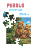 Sevimli Ayı Ailesi 40 Parça Çocuk Puzzle – Ayı ve Doğa Temalı Eğitici Yapboz 23 x 15 cm