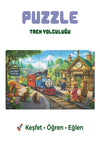 Tren Yolculuğu 40 Parça Çocuk Puzzle – Tren ve İstasyon Temalı Eğitici Yapboz 23 x 15 cm