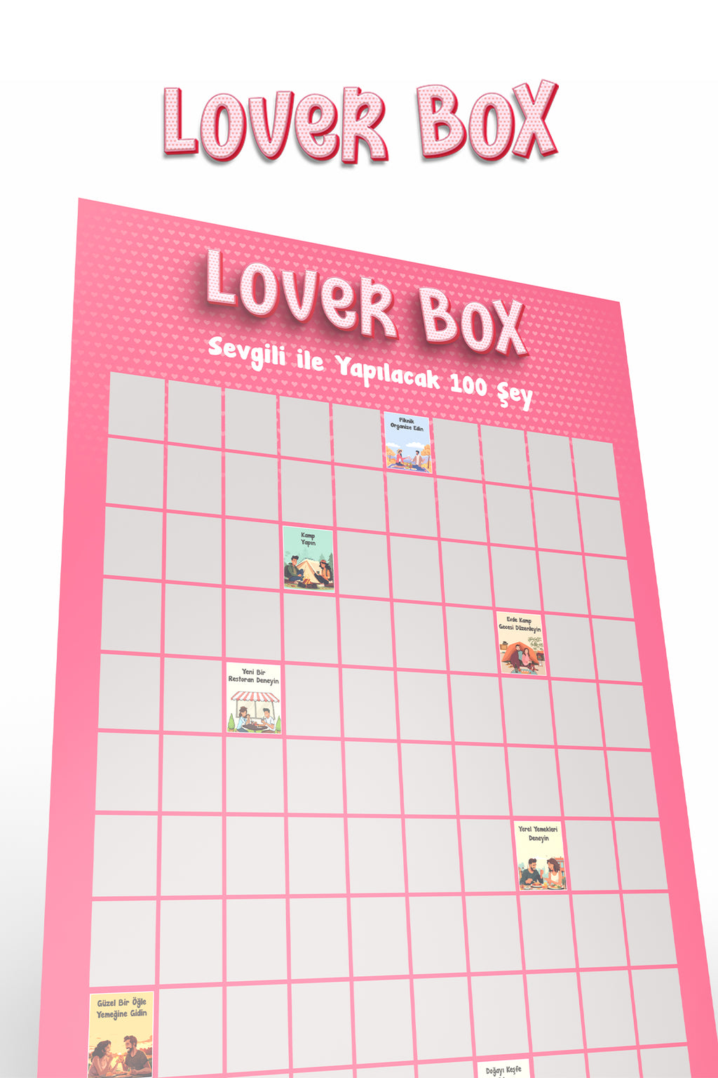 Sevgiliyle Yapılacak 100 Şey | Kazı Kazan Poster | Lover Box