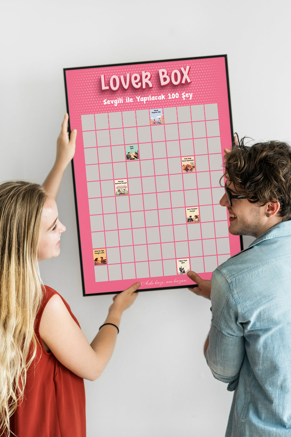 Sevgiliyle Yapılacak 100 Şey | Kazı Kazan Poster | Lover Box